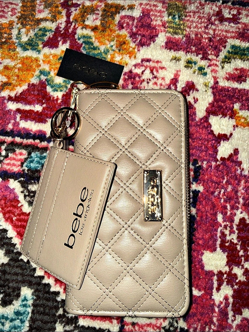 bebe Layton Quilted Continental Wallet Beige NWT